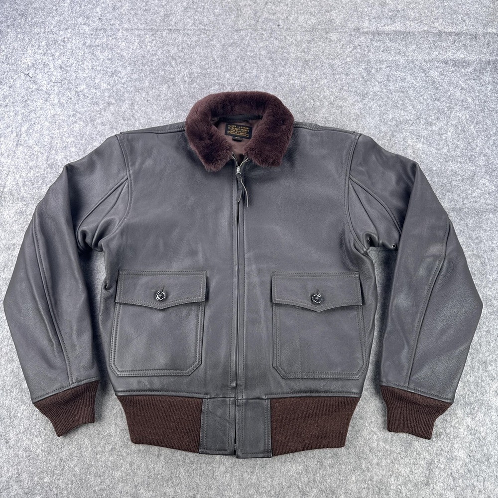 Buaer G-1 Flight Jacket Mens 44 Brown US Navy Leather Bomber USN NEw Vintage
